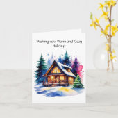 Carte de vœux personnalisée Cabane Cosy (Fleur jaune)