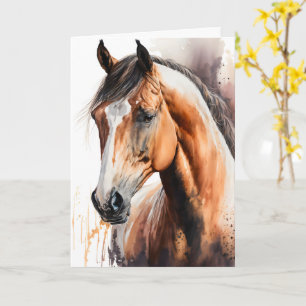 Carte de vœux personnalisée Cheval à l'aquarelle