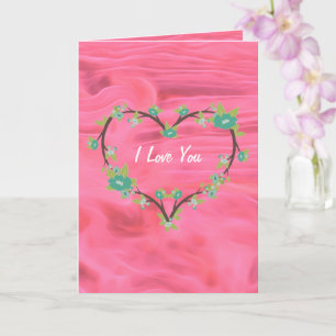 Carte de vœux personnalisée Cœur Je t'aime Rose Li