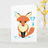 Carte de voeux personnalisée Cute Fox Painting Blu (Fleur jaune)