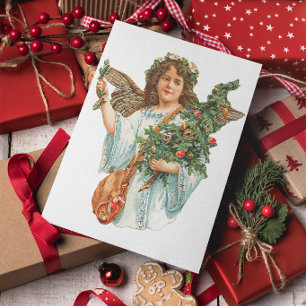 Carte de vœux personnalisée d'ange de Noël vintage