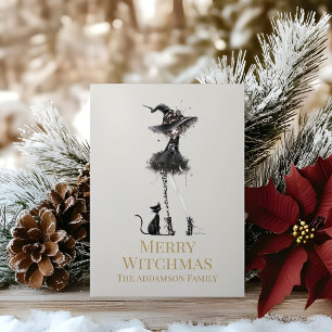 Carte de vœux personnalisée de Joyeux Noël Sorcièr