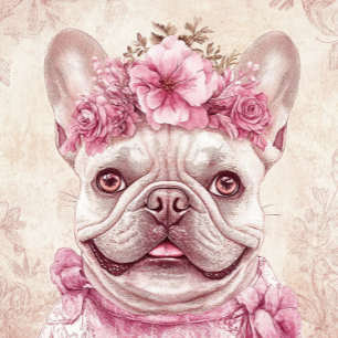 Carte de vœux personnalisée en rose avec Bouledogu