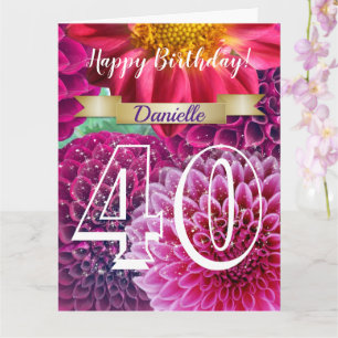 Carte de voeux personnalisée Floral 40e anniversai