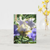 Carte de vœux personnalisée Iris Violet et Blanc (Fleur jaune)