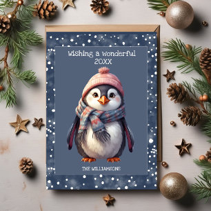 carte de vœux personnalisée Nouvel An pingouin mig
