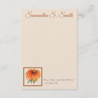 Carte de vœux personnalisée Orange Coneflower