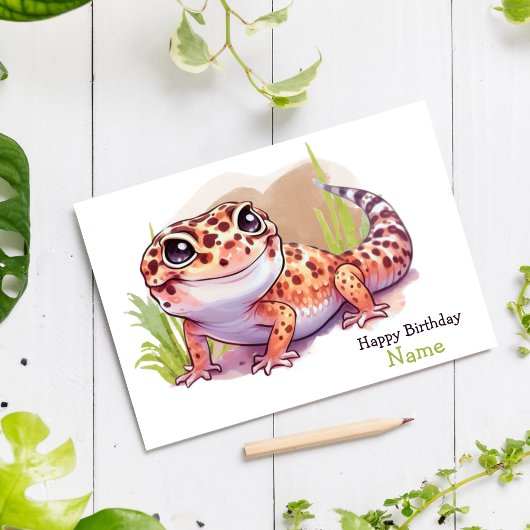 Carte de vœux personnalisée pour Gecko léopard