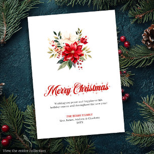 Carte de vœux personnalisée pour Noël Fleurs simpl