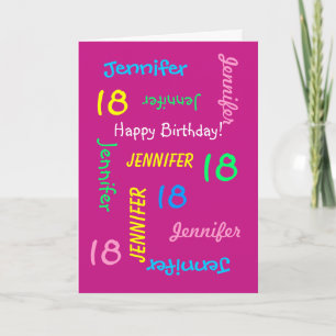 Carte de voeux personnalisée, rose, 18e anniversai