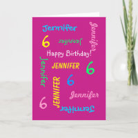 Carte de voeux personnalisée, rose, 6e anniversair