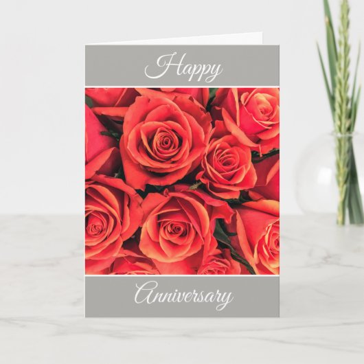 Carte de vœux personnalisée Roses Joyeux Anniversa (Devant)