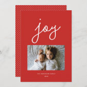 Carte de vœux personnalisée Script Joy rouge avec  (Devant / Derrière)