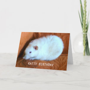 Carte de voeux personnalisée Snowball White Rat