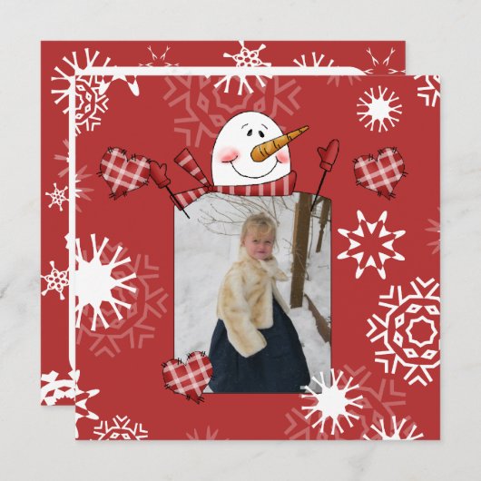 Carte de voeux personnalisée Snowman Holiday (Devant / Derrière)