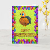 Carte de voeux personnalisée Thanksgiving Turkey (Fleur jaune)