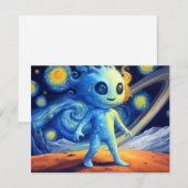 Carte de vœux Petit Alien Spatial (Devant / Derrière)