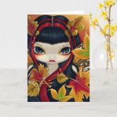 Carte de voeux "Petites feuilles d'automne" (Fleur jaune)