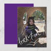 Carte de vœux photo araignée lettrage Halloween (Devant / Derrière)