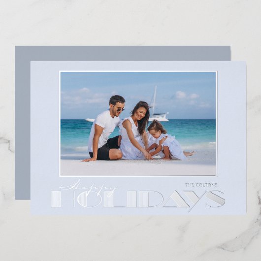 Carte de voeux photo argent Joyeuses Fêtes (Recto/Verso)