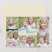 Carte de vœux photo avec drapeau moderne - Bleu (Devant / Derrière)