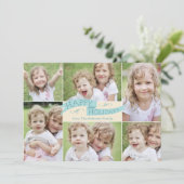 Carte de vœux photo avec drapeau moderne - Bleu (Debout devant)