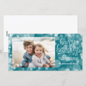 Carte de vœux photo Bokeh Happy Holidays : style m (Devant / Derrière)