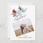 Carte de vœux photo botanique aquarelle Joyeux Noë (Devant)