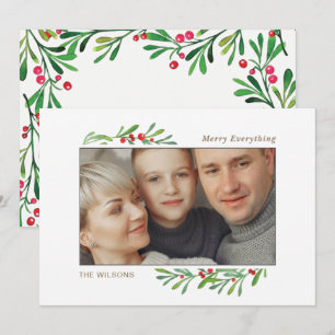 Carte de vœux photo botanique Holly Berry Gold pou