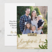 Carte de vœux photo Branches de pin des Fêtes Conf (Devant / Derrière)