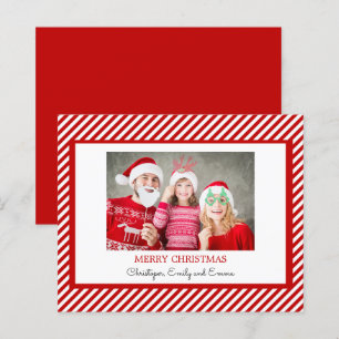 Carte de vœux photo Budget Joyeux Noël rouge blanc
