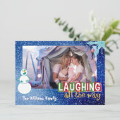 Carte de vœux photo de bonhomme de neige "Rire tou (Debout devant)