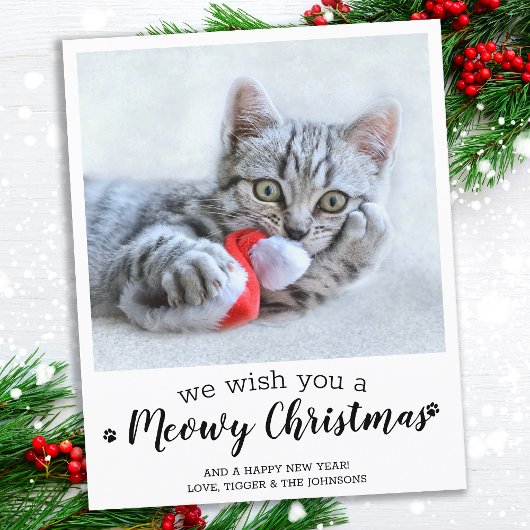 Carte de vœux photo de chat pour un joyeux Noël à