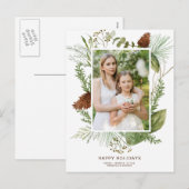 Carte de vœux photo de cône de pin et branches de (Devant / Derrière)