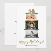 Carte de vœux photo de famille moderne avec ruban  (Devant / Derrière)