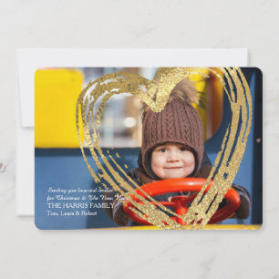 Carte de Vœux Photo de Fêtes "Cœur d'Or"