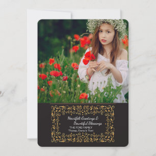 Carte de voeux photo de fêtes en or riche