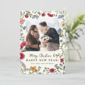 Carte de vœux photo de fêtes florales dessinées à (Debout devant)