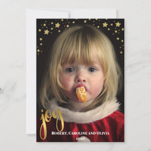 Carte de vœux photo de fêtes   JOIE et Étoiles dor