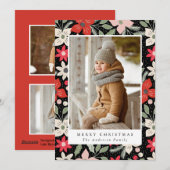 Carte de vœux photo de fêtes moderne Florale (Devant / Derrière)