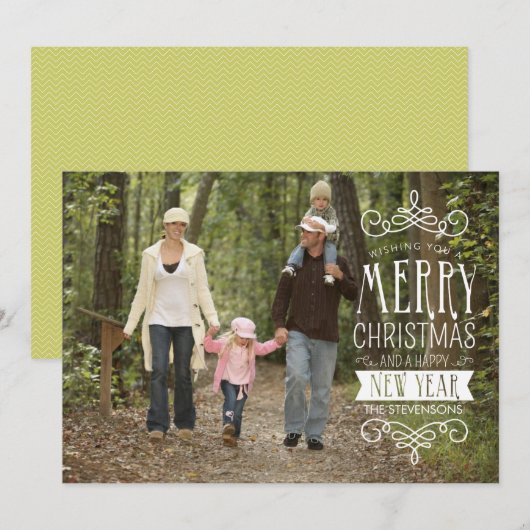 Carte de voeux photo de jour férié avec bannière e (Devant / Derrière)