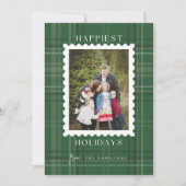 Carte de vœux photo de Noël à carreaux Tartan pour (Devant)