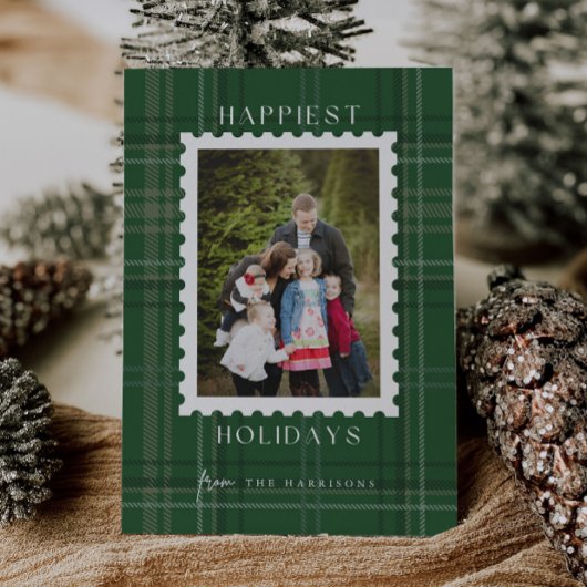 Carte de vœux photo de Noël à carreaux Tartan pour