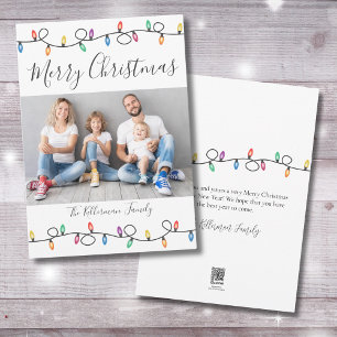 Carte de vœux photo de Noël avec des lumières colo