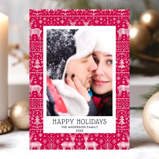 Carte de vœux photo de Noël avec pull moche Joyeus