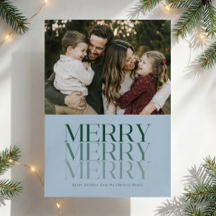 Carte de vœux photo de Noël bleu vert