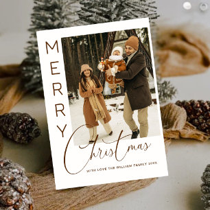 Carte de vœux photo de Noël Cabine enneigée Famill