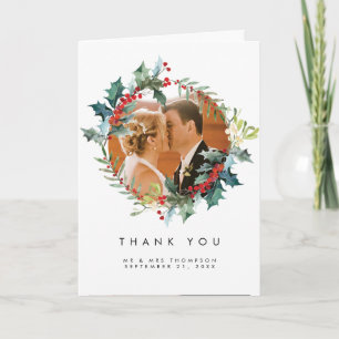 carte de vœux photo de Noël d'hiver merci