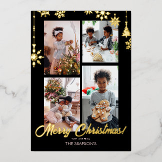 Carte de vœux photo de Noël | Lettre en feuille mé