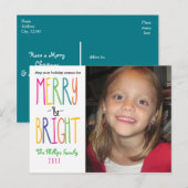 Carte de vœux photo de Noël MERRY & BRIGHT (Devant / Derrière)